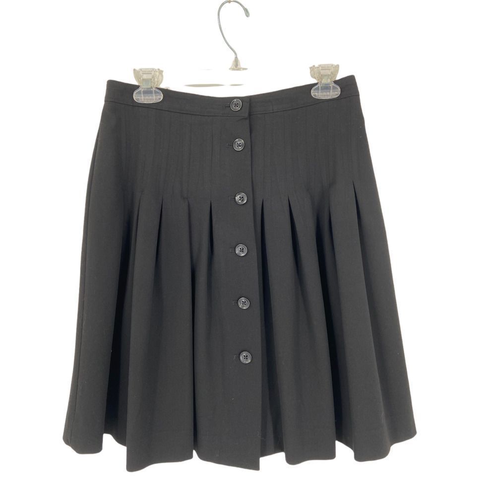 Gap Black Pleated Button Down A Line Skirt Size 4